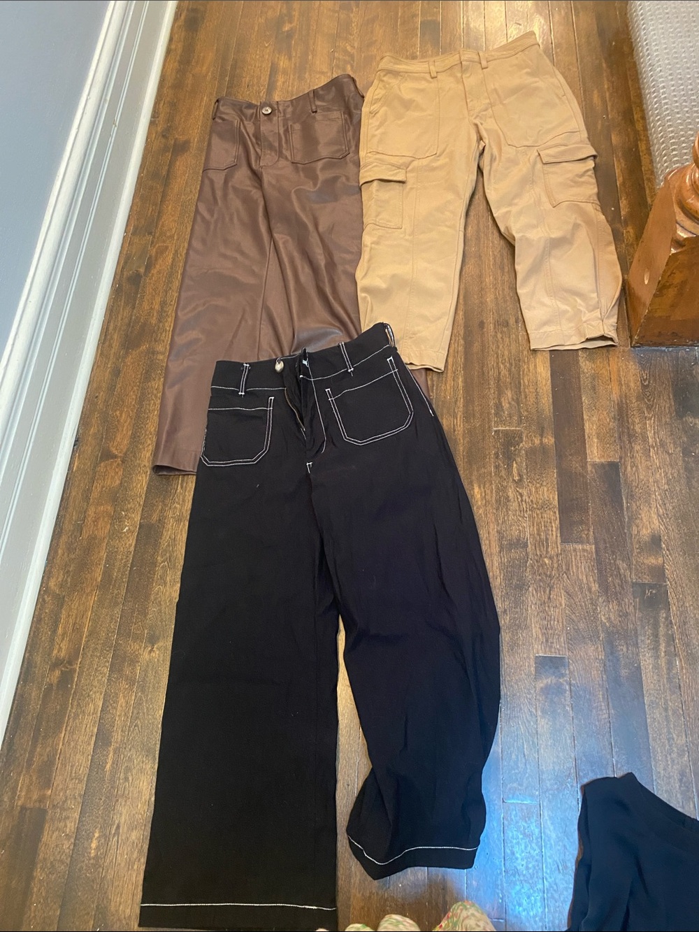 3 pants bundle Maeve Anthropologie Black Wide-Leg Pants with Contrast Stitching